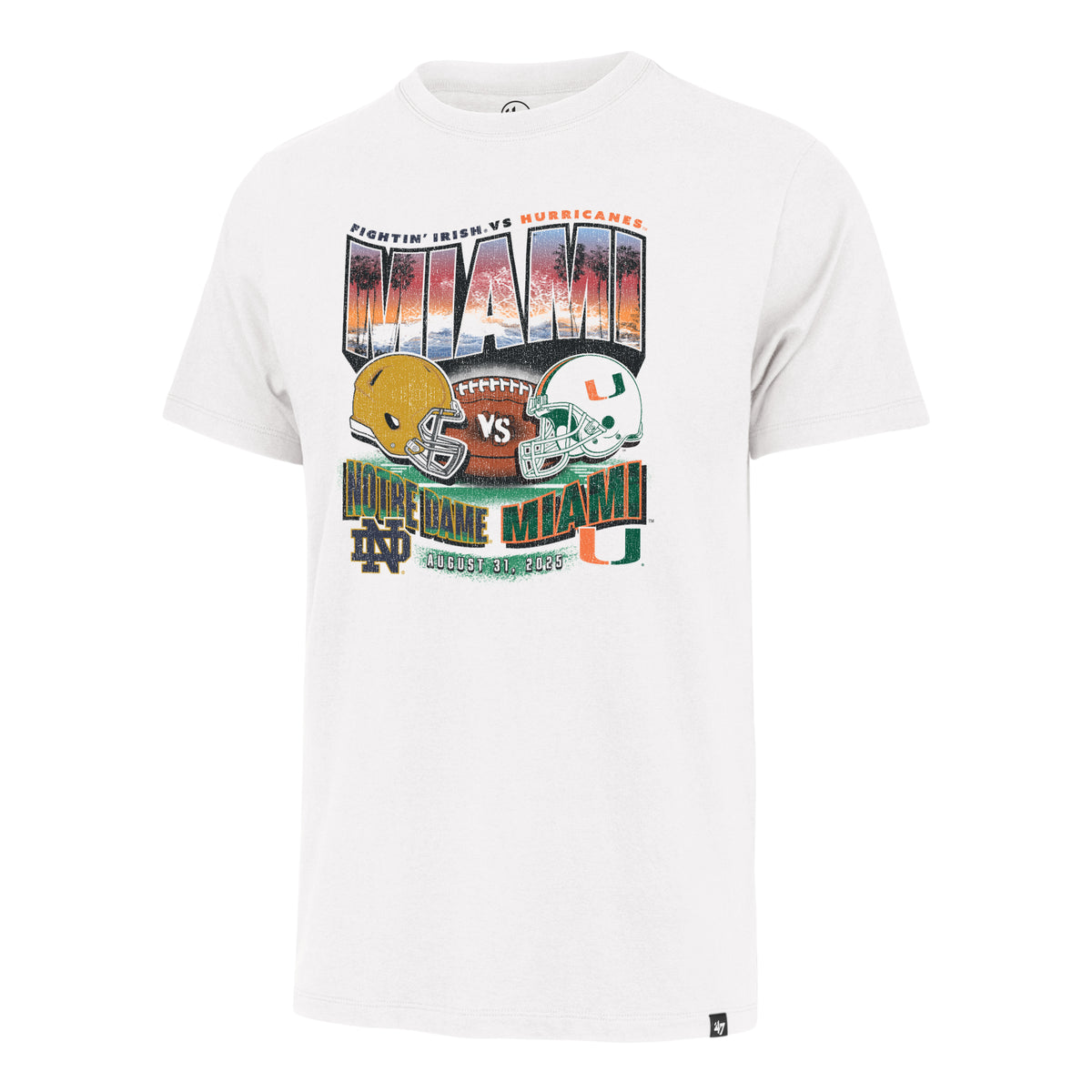 &#39;47 Brand Miami Hurricanes White Notre Dame vs. Miami 2025 Gameday T-Shirt
