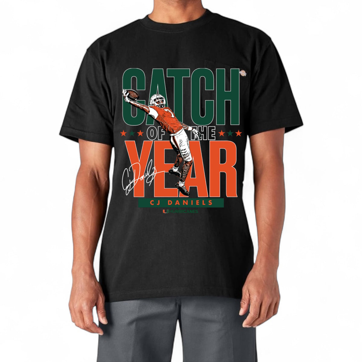 Athlete&#39;s Thread Miami Hurricanes Black CJ Daniels Catch of the Year T-Shirt