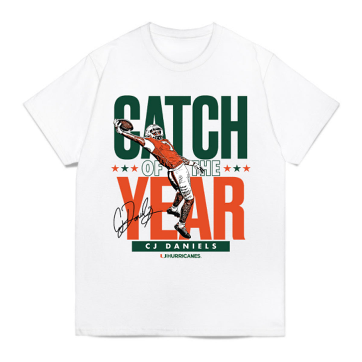 Athlete&#39;s Thread Miami Hurricanes White CJ Daniels Catch of the Year T-Shirt