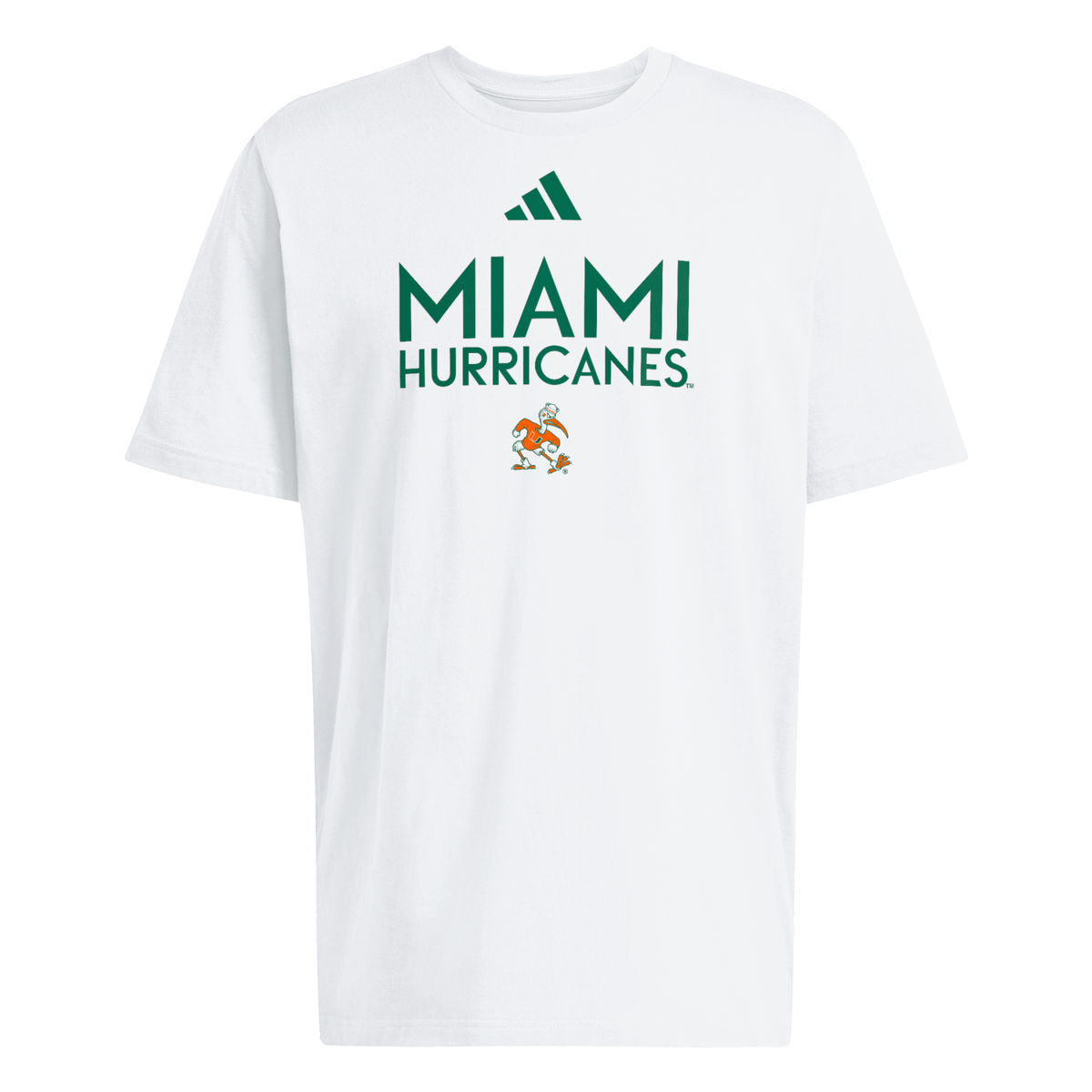 adidas Miami Hurricanes White Sebastian the Ibis Cotton T-Shirt
