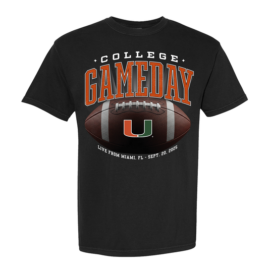 Miami Hurricanes ESPN College GameDay Black Miami Football T-Shirt