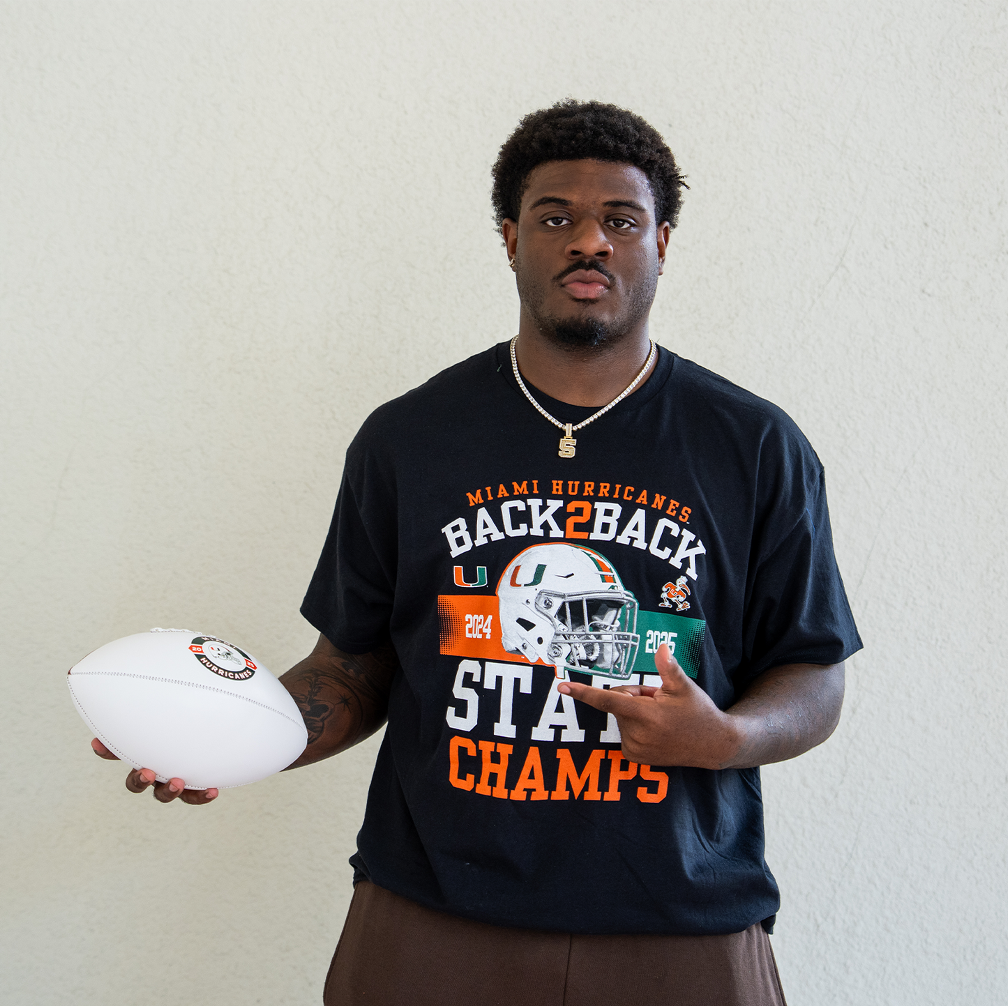 Miami Hurricanes Black Back 2 Back State Champs T-Shirt