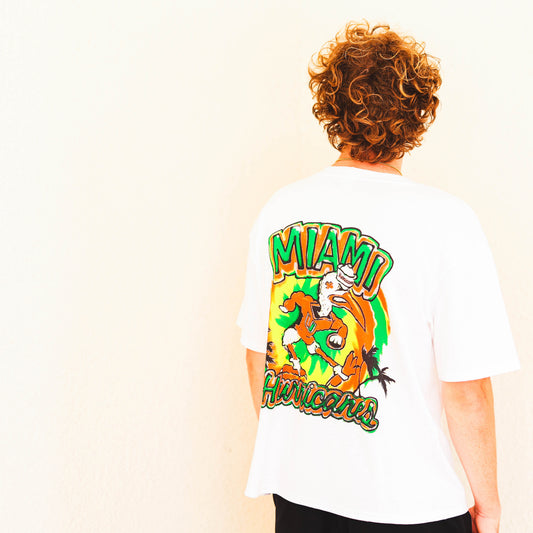 Lafavre Miami Hurricanes White Sebastian Graffiti Heavyweight T-Shirt