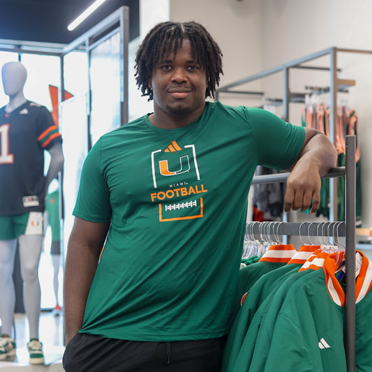 adidas Miami Hurricanes Green Football Pregame Warmup T-Shirt