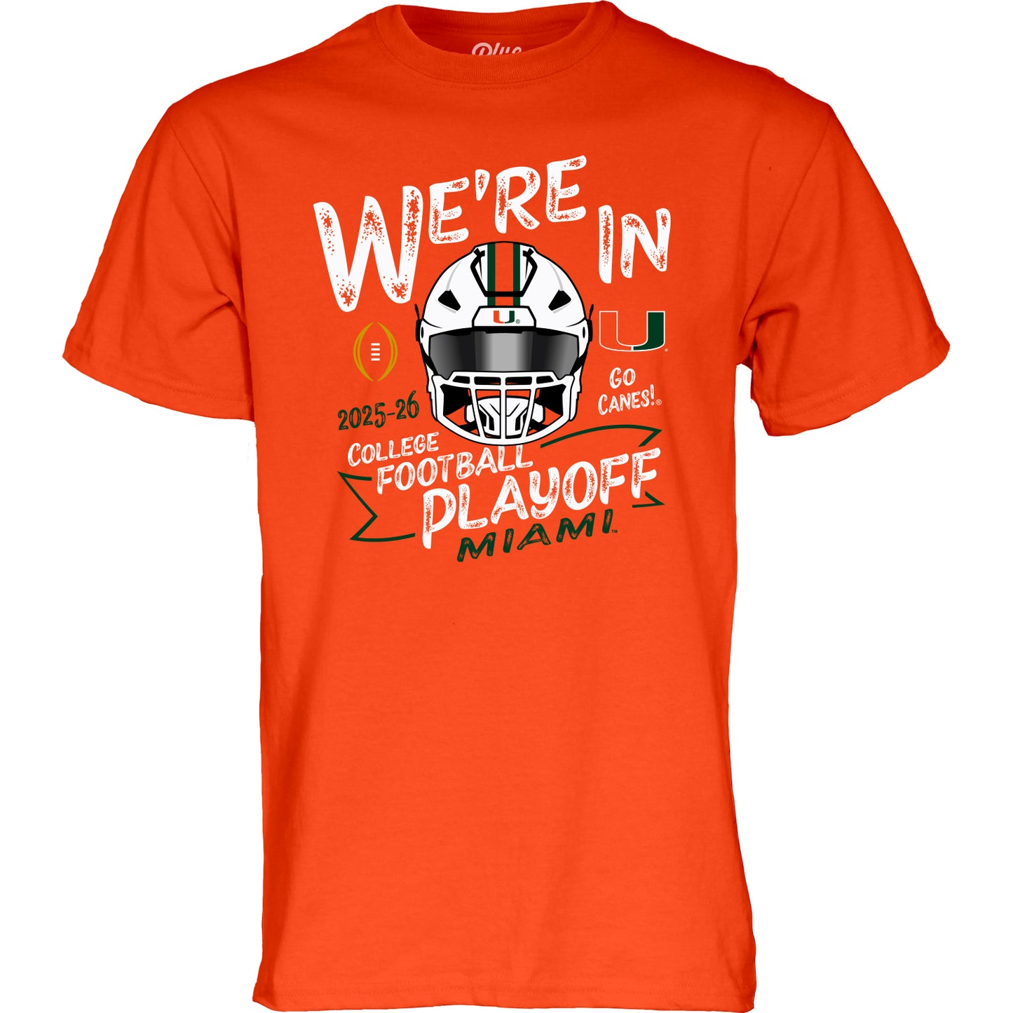 Blue 84 Miami Hurricanes Orange 2025-26 College Football Playoff Short Sleeve T-Shirt