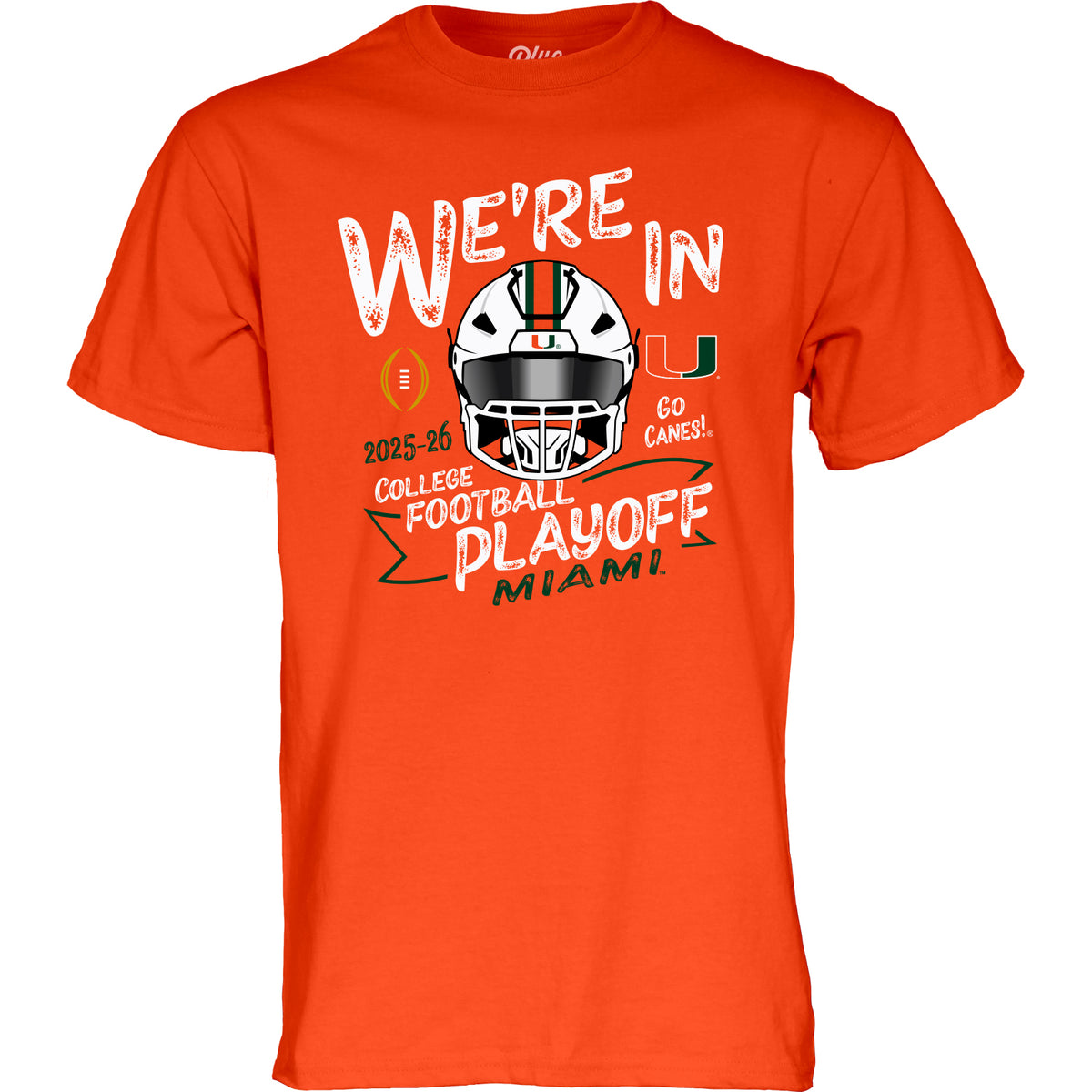 Blue 84 Miami Hurricanes Orange 2025-26 College Football Playoff Short Sleeve T-Shirt