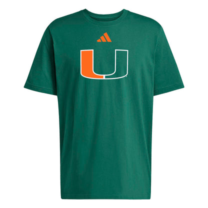adidas Miami Hurricanes Green U Logo T-Shirt