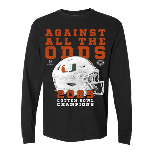 Something Inked Miami Hurricanes Black Against All The Odds Cotton Bowl Champs Long Sleeve T-Shirt