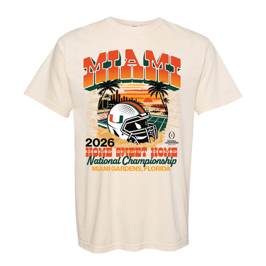 Something Inked Miami Hurricanes Cream 2026 National Championship Sunset Home Sweet Home T-Shirt
