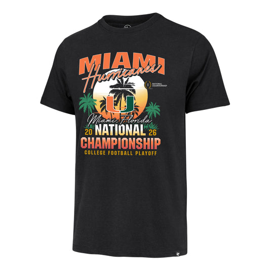 '47 Brand Miami Hurricanes Black 2026 National Championship Miami Sunset T-Shirt