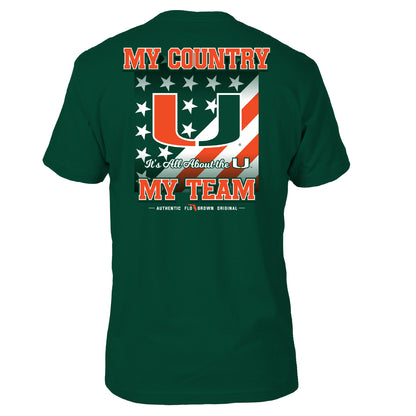 FloGrown Miami Hurricanes Green My Country My Team T-Shirt