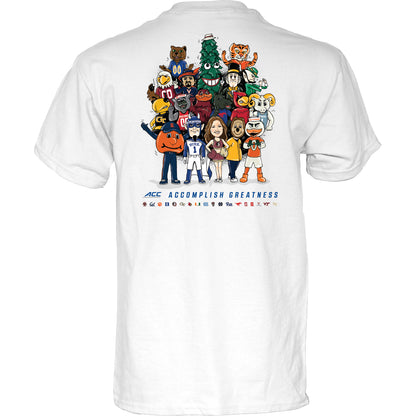 Blue 84 Miami Hurricanes White ACC Accomplish Greatness Conference Mascots T-Shirt