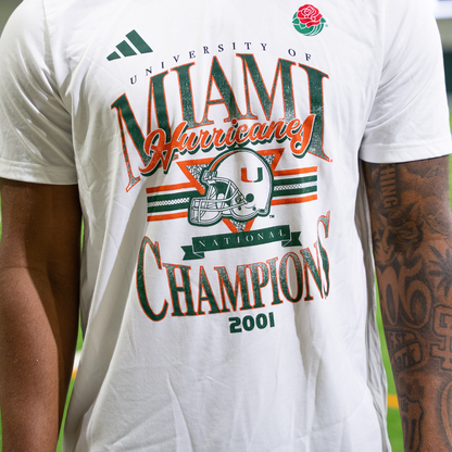 adidas Miami Hurricanes White Miami 2001 Collection Champions T-Shirt