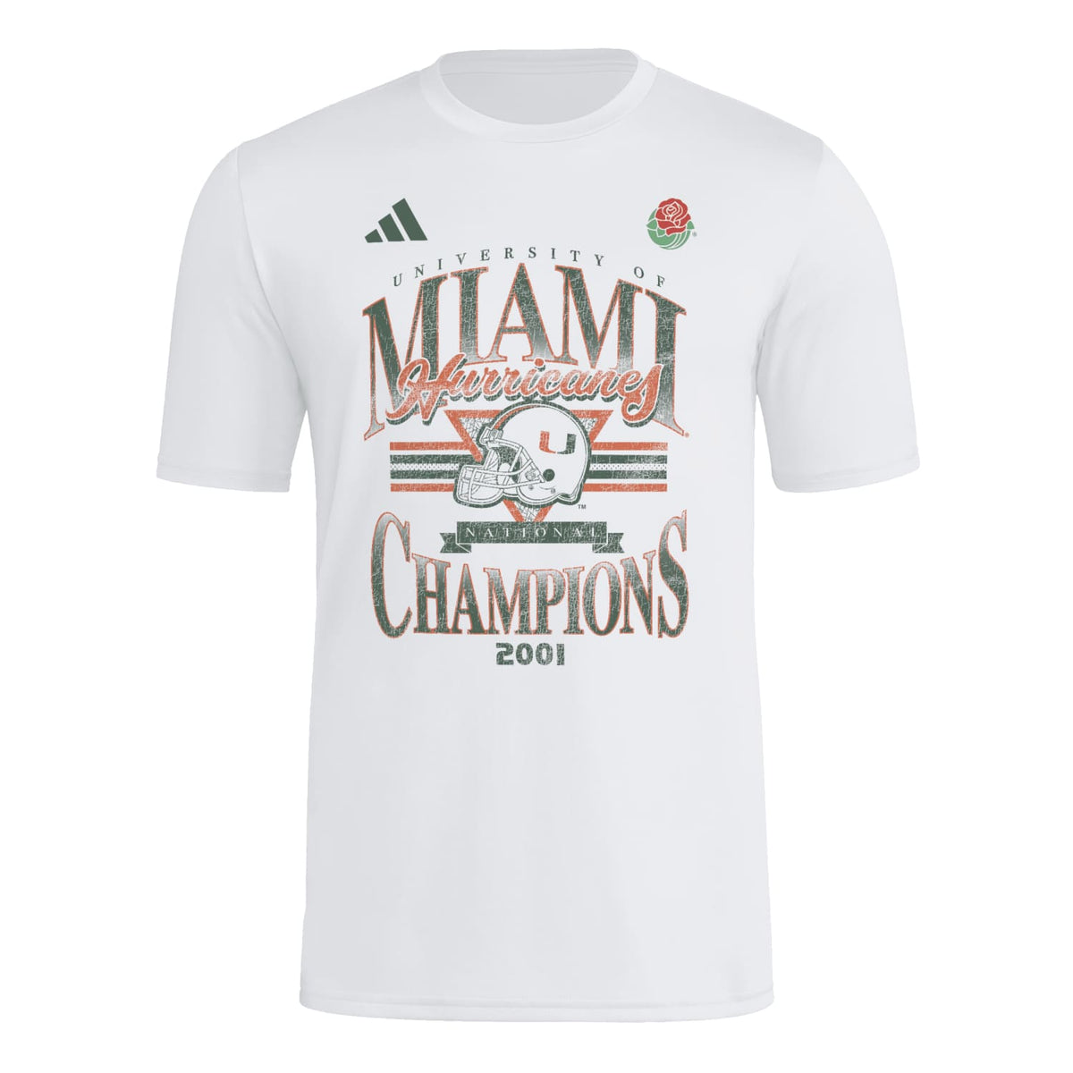 adidas Miami Hurricanes White Miami 2001 Collection Champions T-Shirt