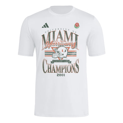 adidas Miami Hurricanes White Miami 2001 Collection Champions T-Shirt