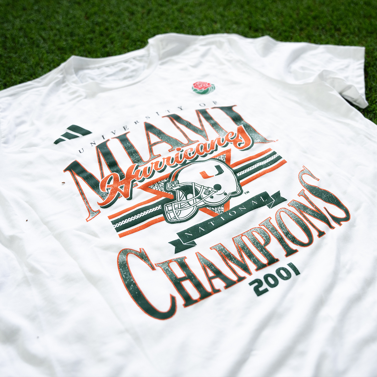 adidas Miami Hurricanes White Miami 2001 Collection Champions T-Shirt