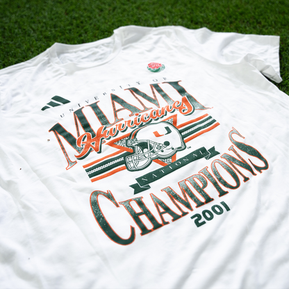 adidas Miami Hurricanes White Miami 2001 Collection Champions T-Shirt