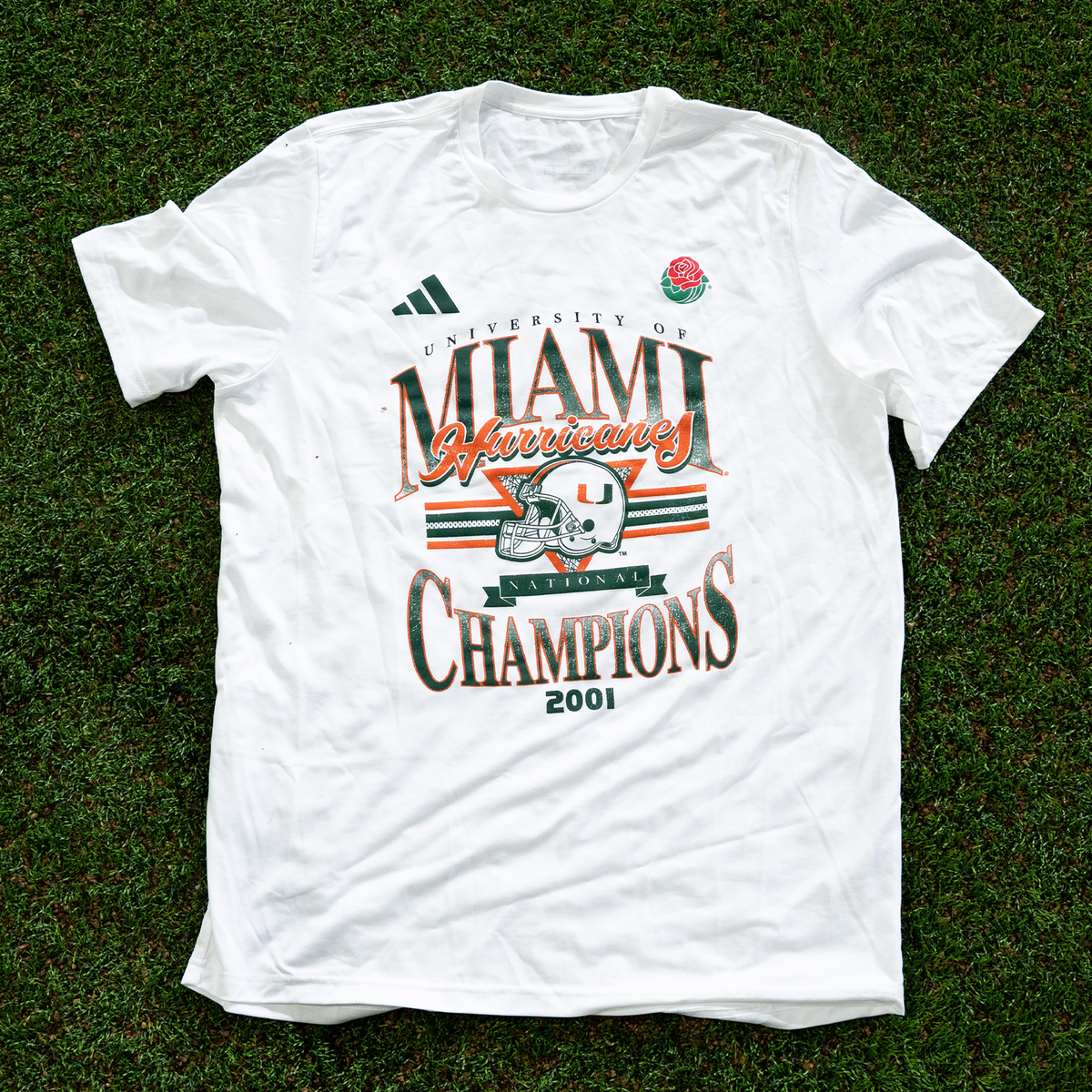 adidas Miami Hurricanes White Miami 2001 Collection Champions T-Shirt