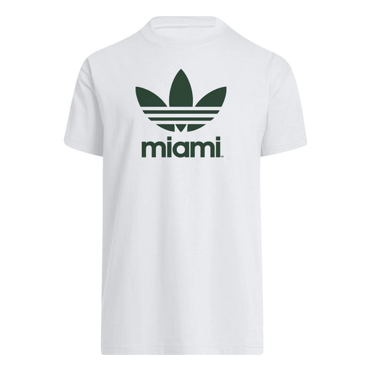 adidas Miami Hurricanes White Miami Logo T-Shirt