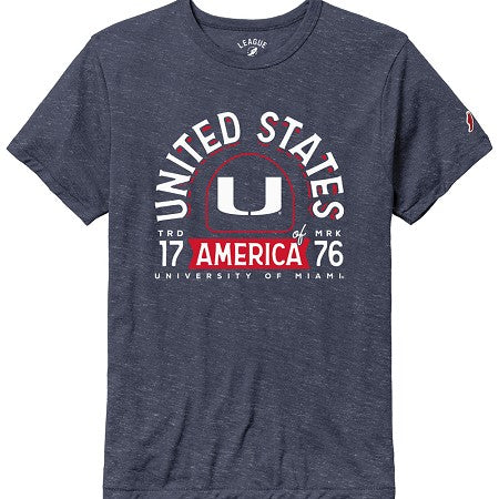 League Miami Hurricanes Navy USA Liberty U T-Shirt