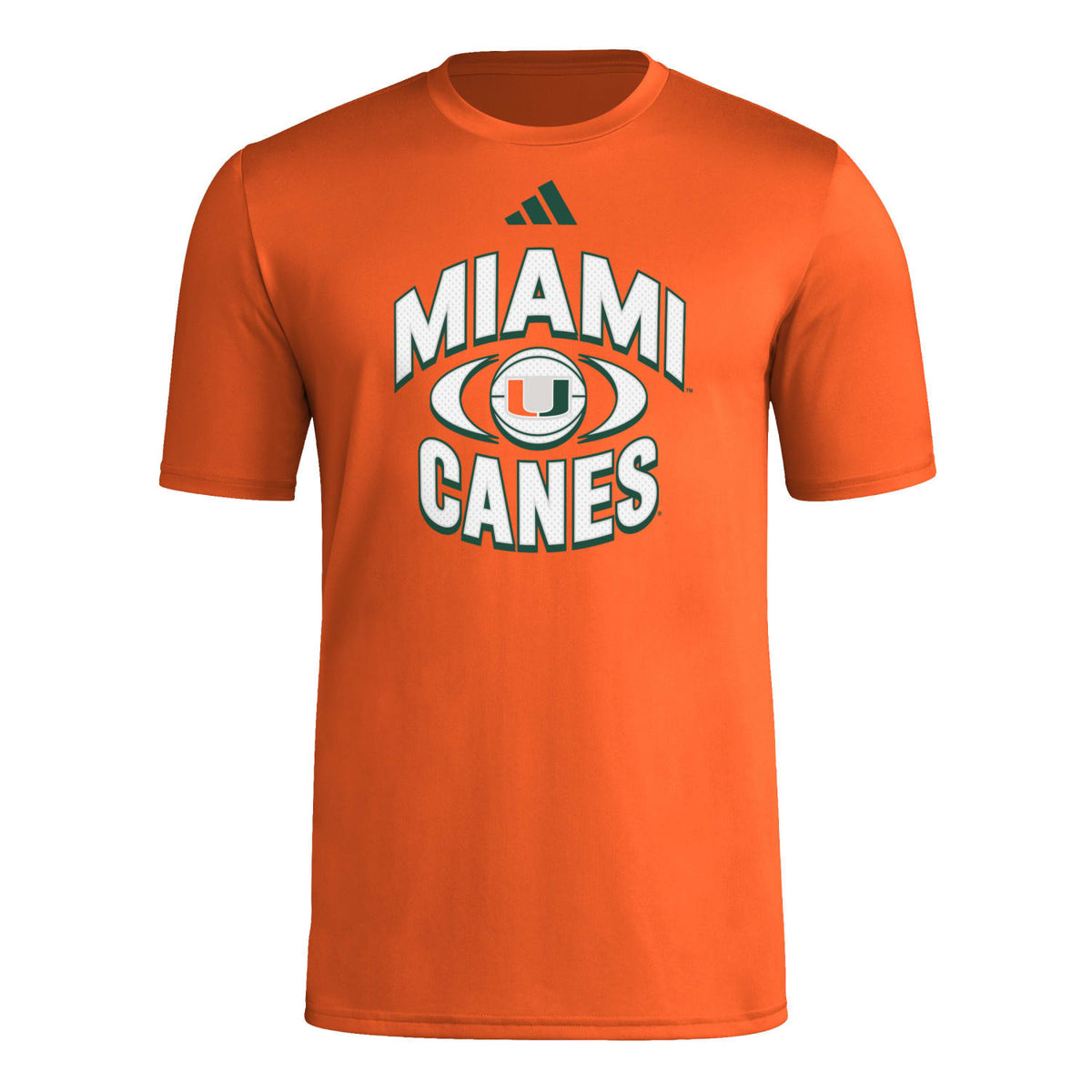 adidas Miami Hurricanes Orange AREOREADY Miami Canes Basketball Pregame T-Shirt - Front View