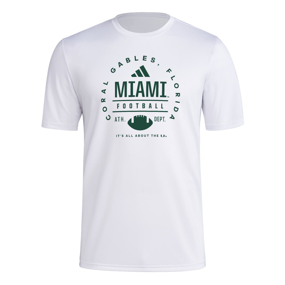 adidas Miami Hurricanes Football  White T-Shirt