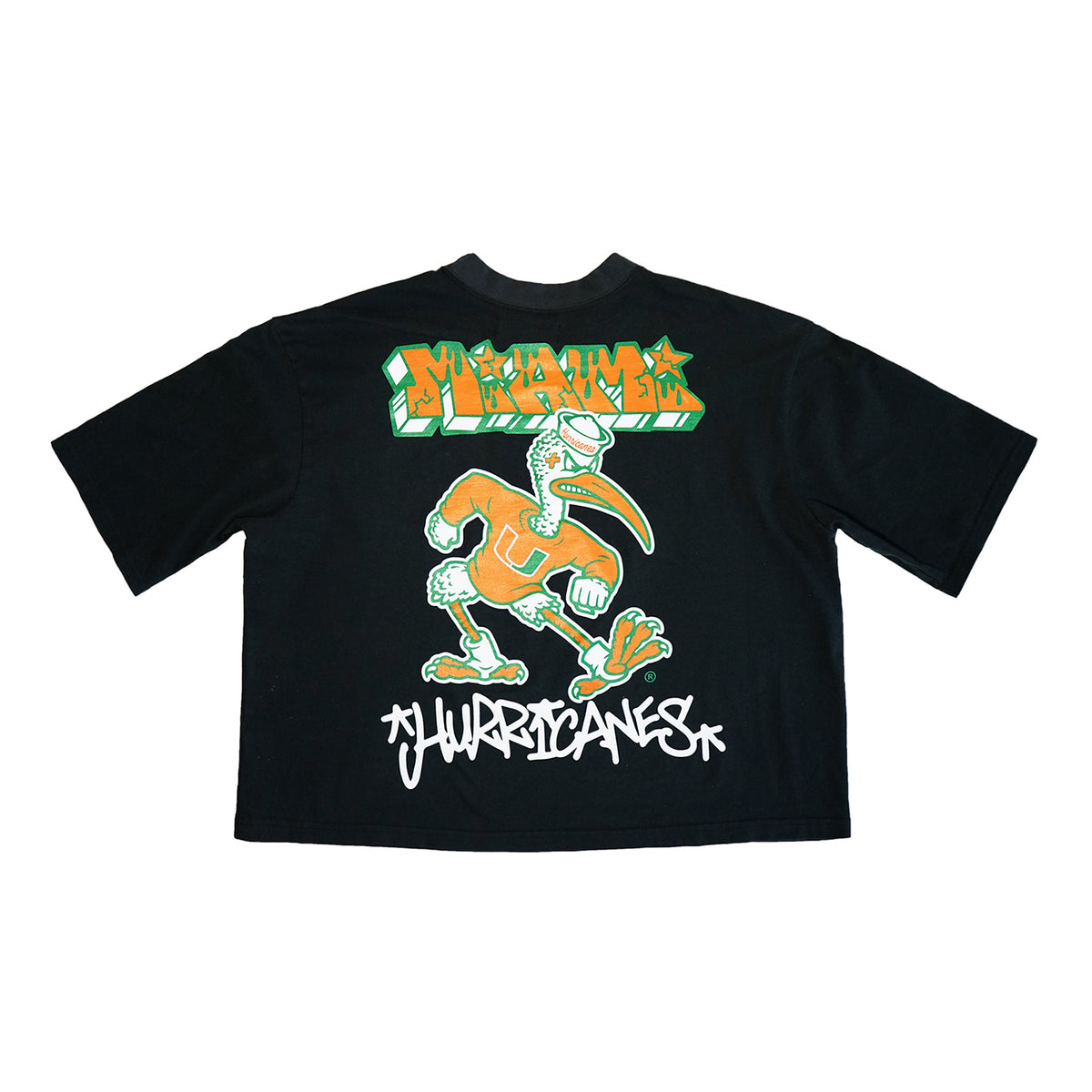 LAFAVRE Miami Hurricanes Black Heavyweight Graffiti T-Shirt - Back View