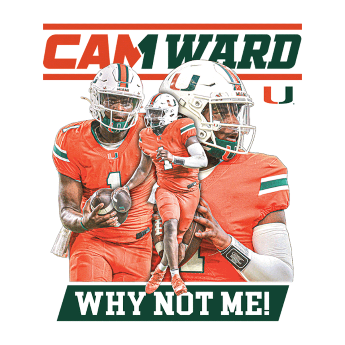 Athlete&#39;s Thread Miami Hurricanes White Cam Ward Why Not Me T-Shirt