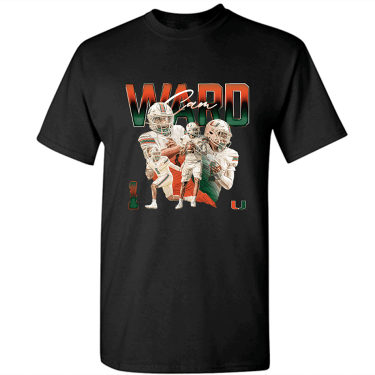 Athlete&#39;s Thread Miami Hurricanes Youth Black Cam Ward Signature T-Shirt