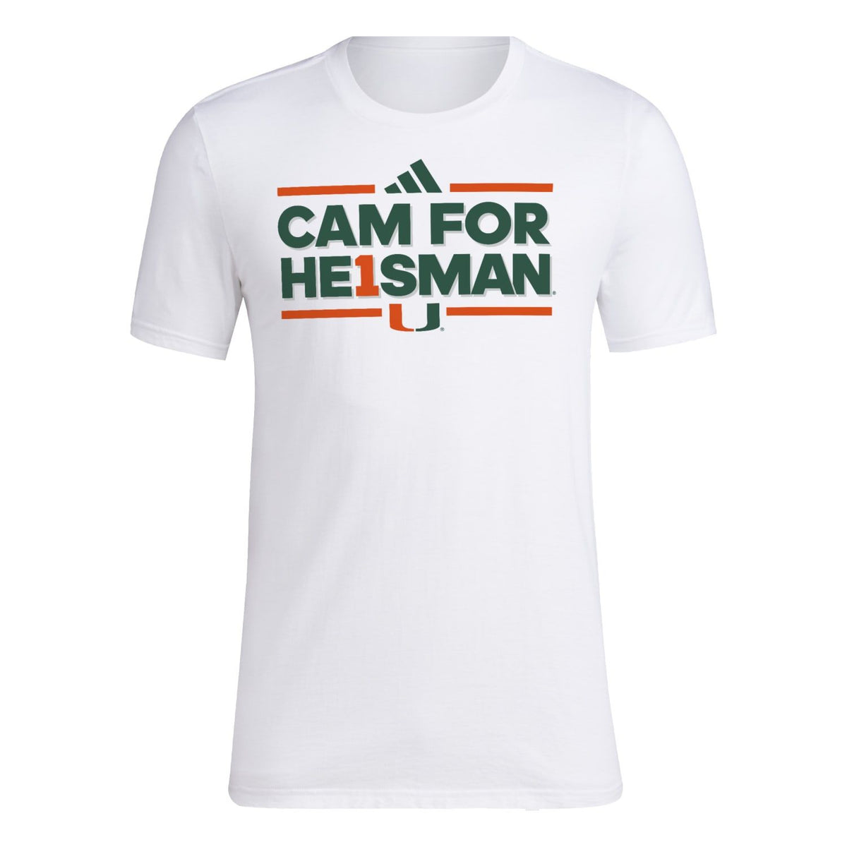 adidas Miami Hurricanes White Cam For Heisman T-Shirt