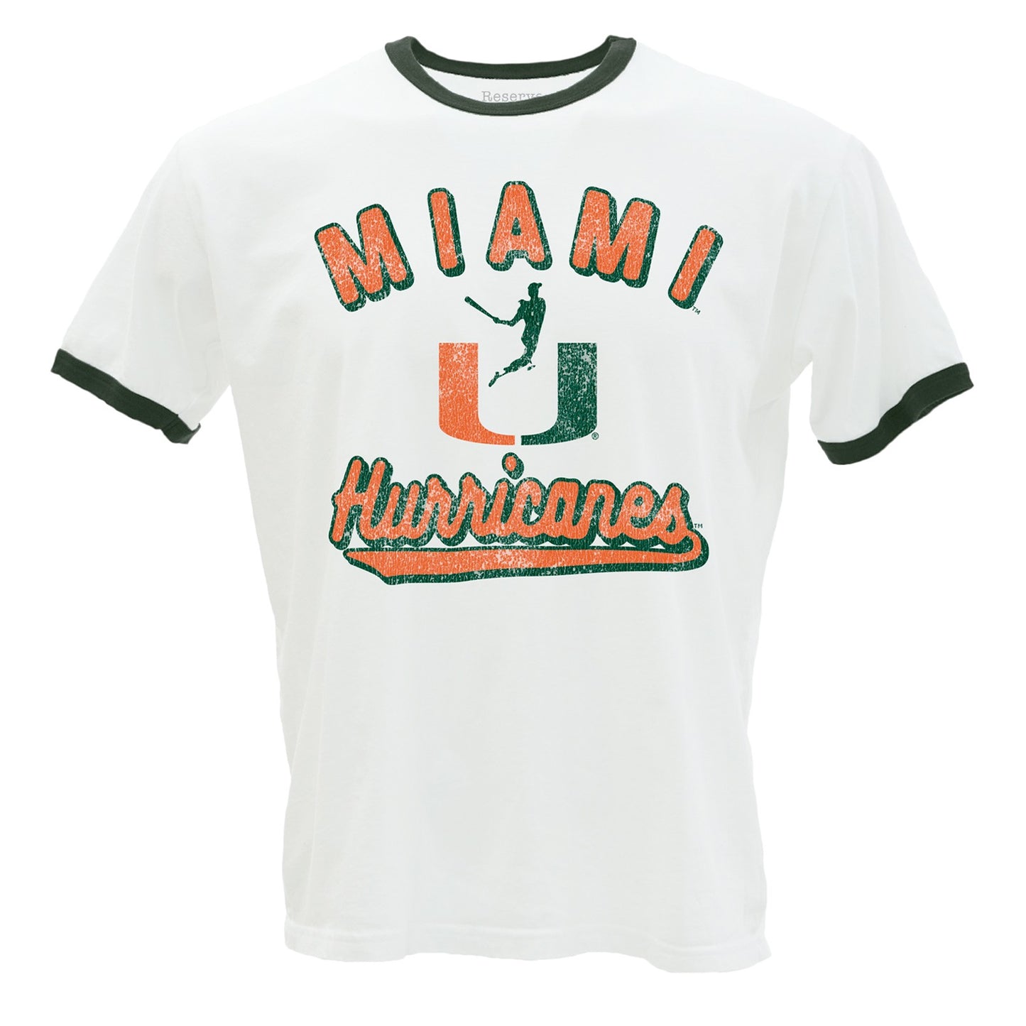 Blue 84 Miami Hurricanes White Retro U Baseball Swing T-Shirt