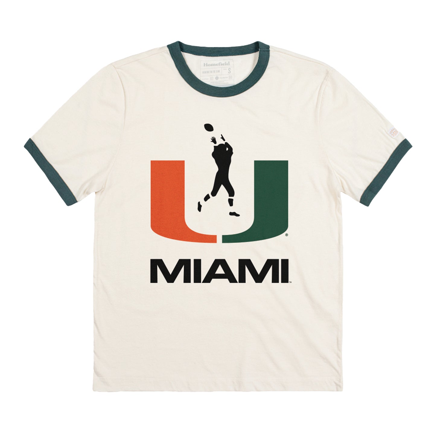 Homefield Miami Hurricanes White Vintage U Football Ringer T-Shirt