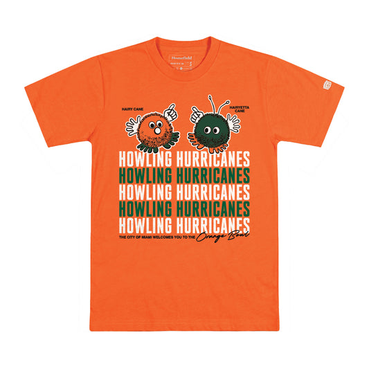Homefield Miami Hurricanes Orange Hairy and Hairyetta Howling Hurricanes T-Shirt