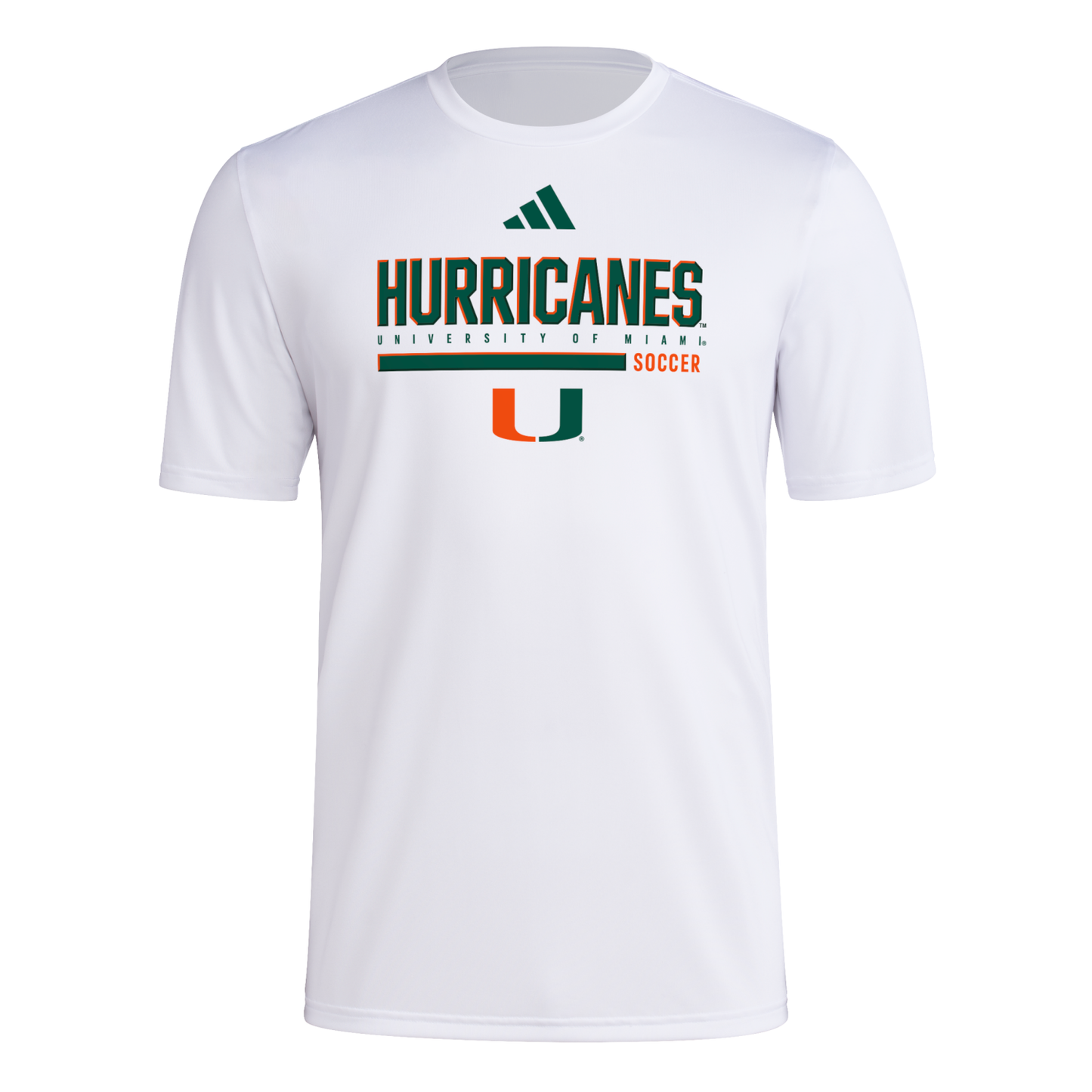 adidas Miami Hurricanes White Soccer Pregame Performance T-Shirt