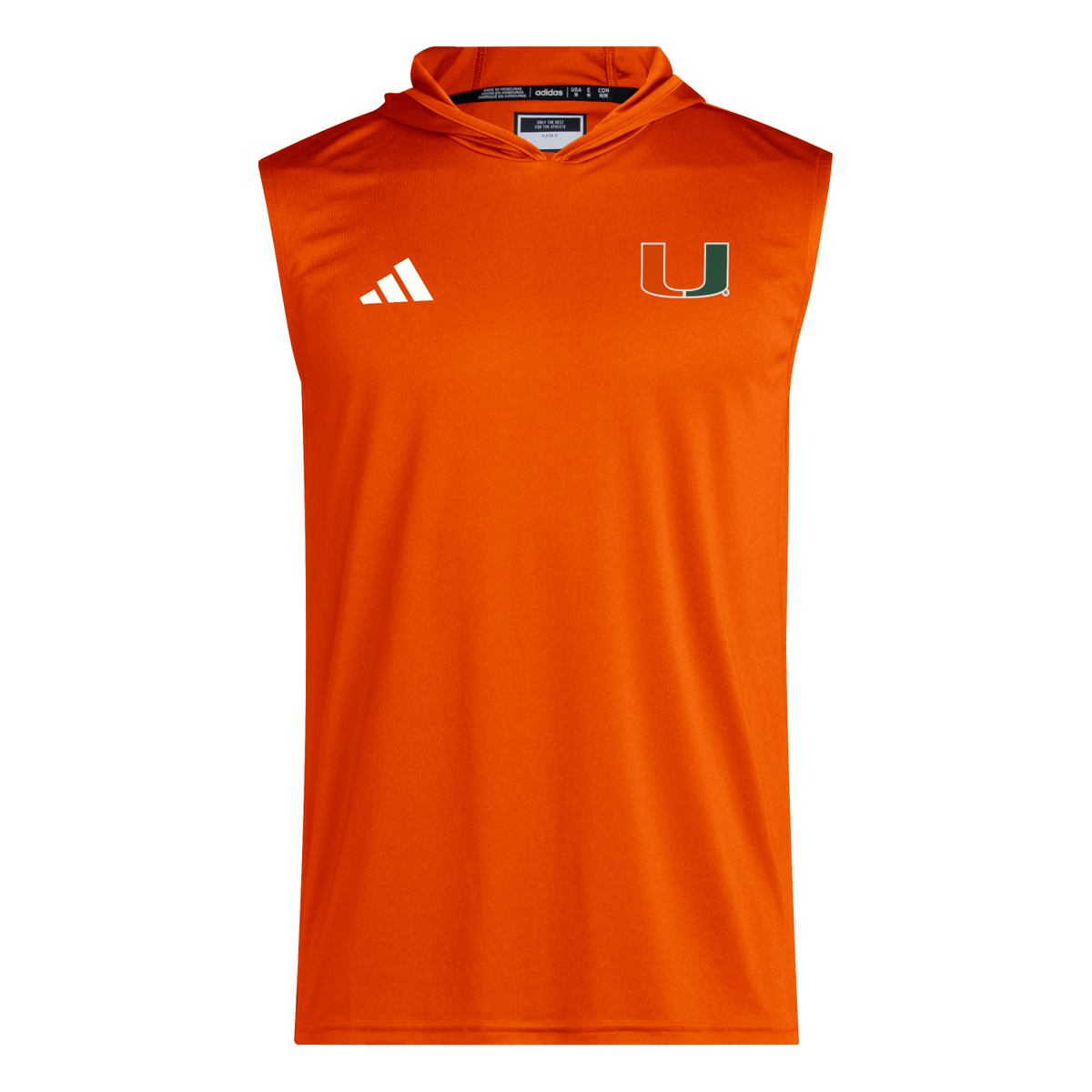 adidas Miami Hurricanes Orange Sleeveless Hoodie Shirt