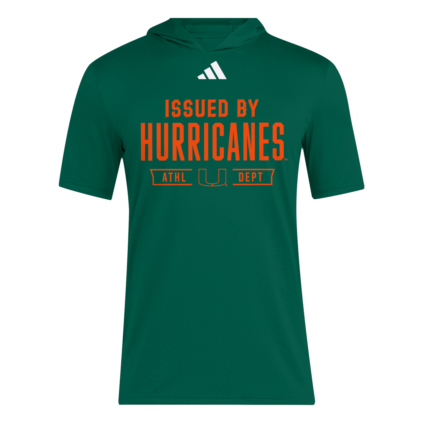 adidas Miami Hurricanes Green Short Sleeve Hooded Performance T-Shirt