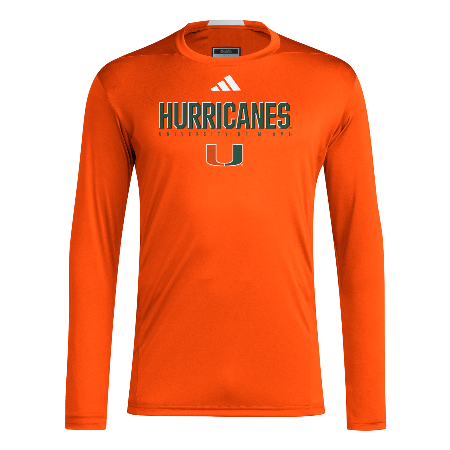 adidas Miami Hurricanes Orange Long Sleeve Training Tee