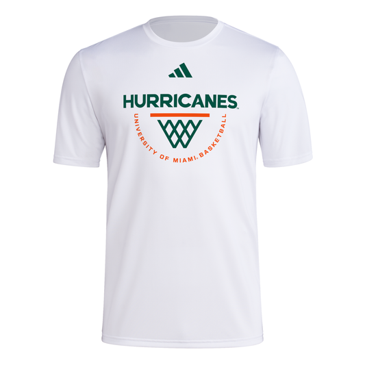 adidas Miami Hurricanes White Hurricanes Basketball T-Shirt