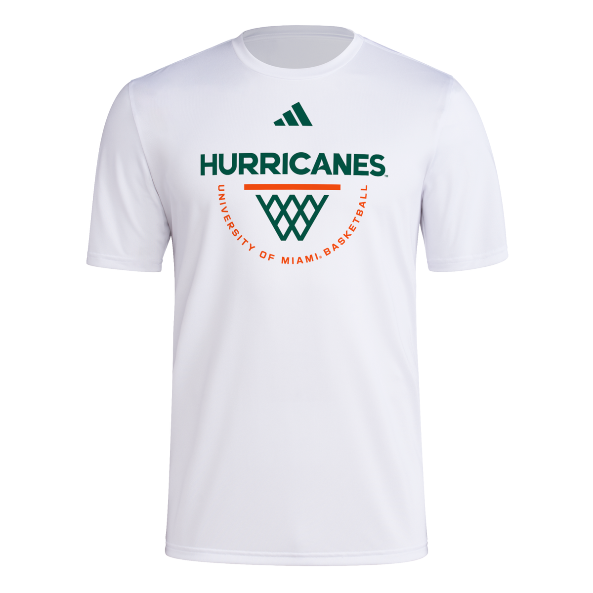adidas Miami Hurricanes White Hurricanes Basketball T-Shirt