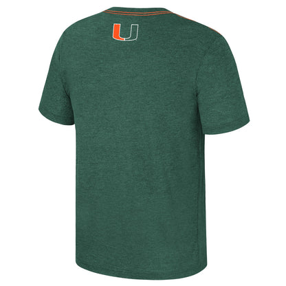 Colosseum Miami Hurricanes Green Maniac Baseball Short Sleeve T-Shirt