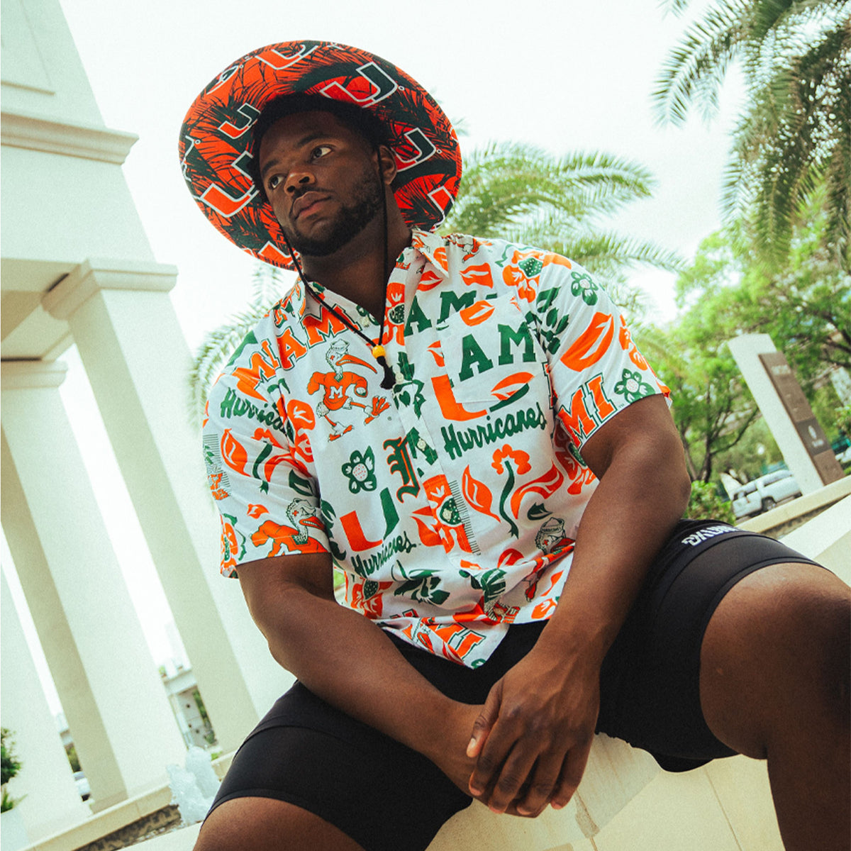 Wes &amp; Willy Miami Hurricanes White Floral Button-Up Shirt