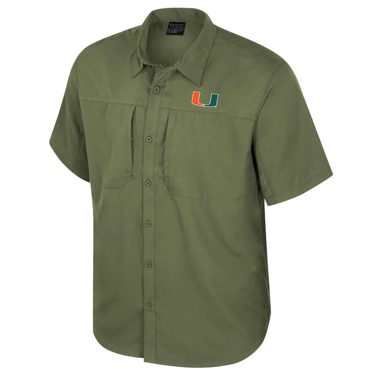 Colosseum Miami Hurricanes Green U Logo Fishing Shirt