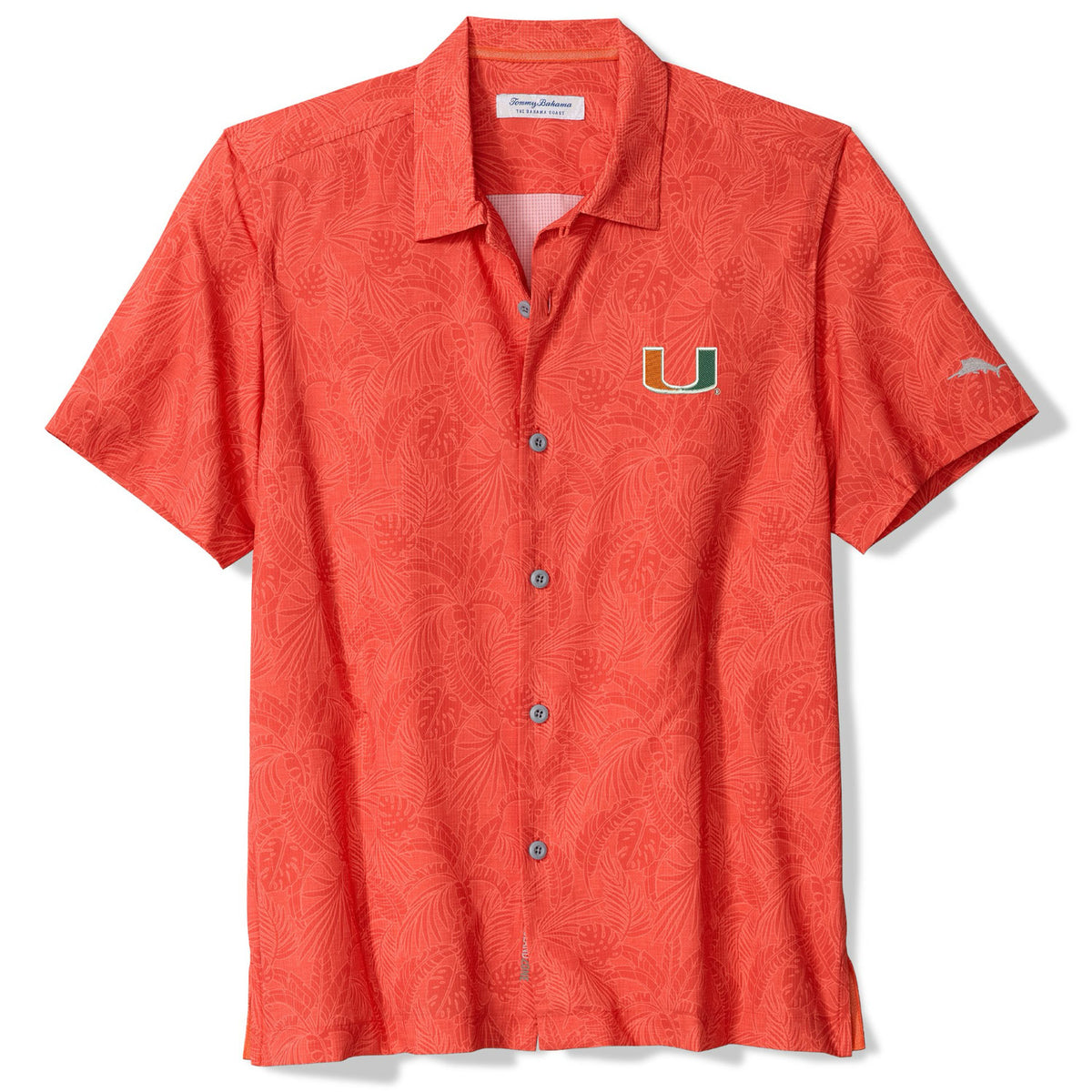 Tommy Bahama Miami Hurricanes Orange Palm Tree Button-Down Shirt