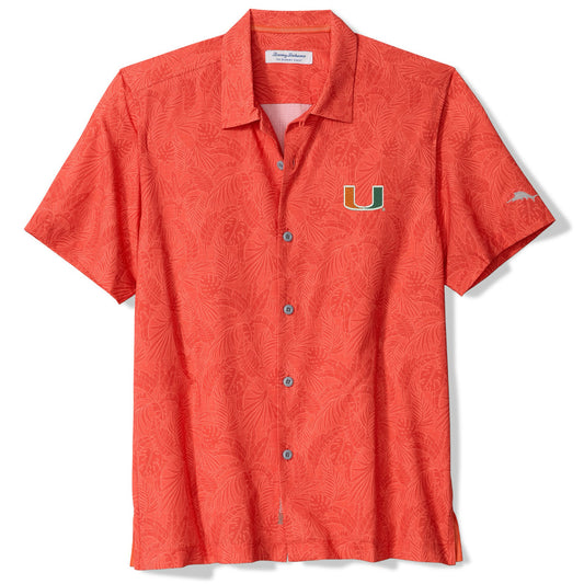 Tommy Bahama Miami Hurricanes Orange Palm Tree Button-Down Shirt