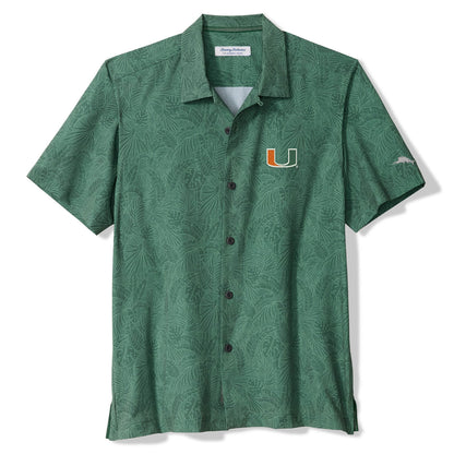 Tommy Bahama Miami Hurricanes Green Palm Tree Button-Down Shirt