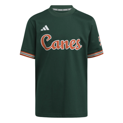 adidas Miami Hurricanes Youth Green Canes Replica Jersey