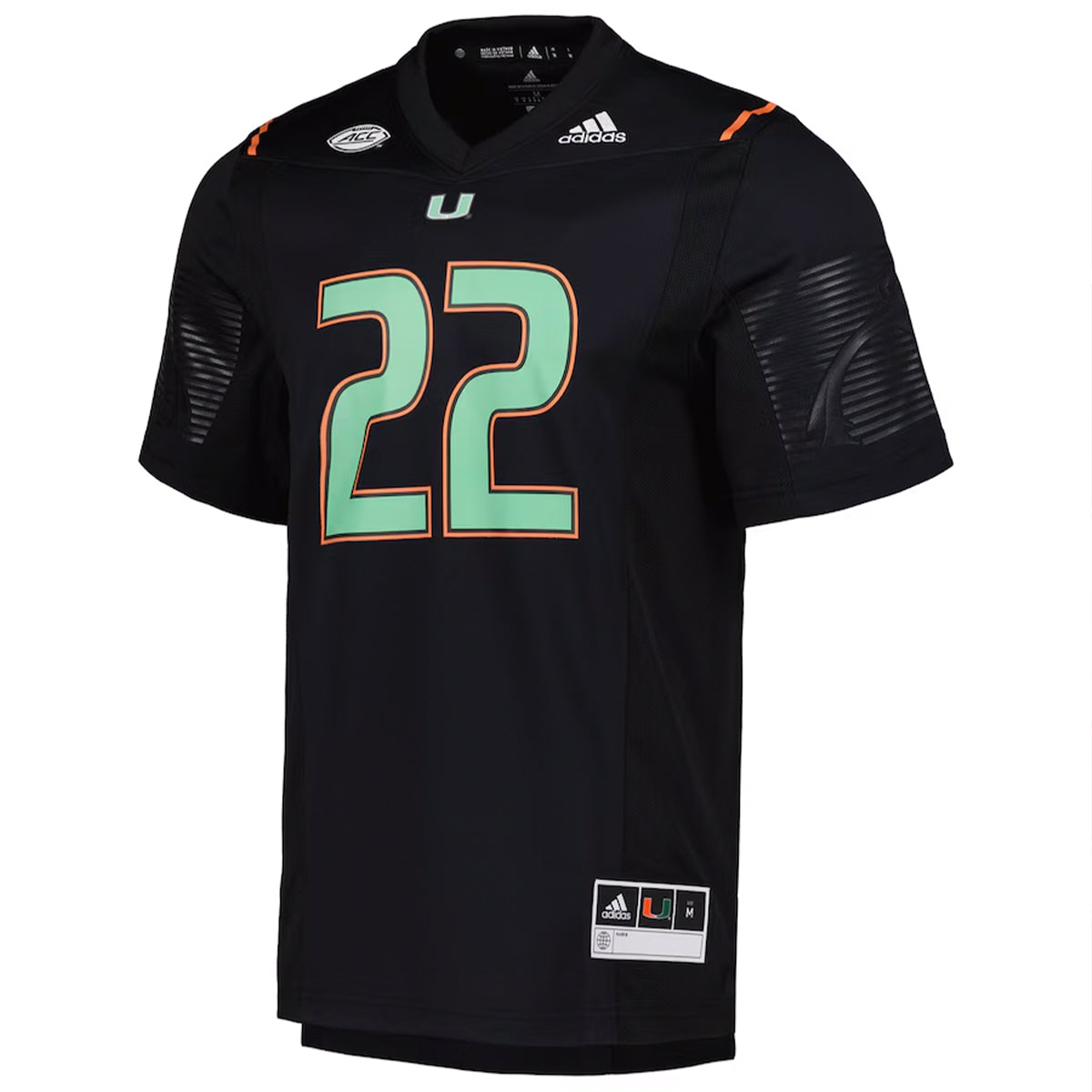 Adidas Miami Hurricanes Black &#39;Miami Nights&#39; Jersey - Front View