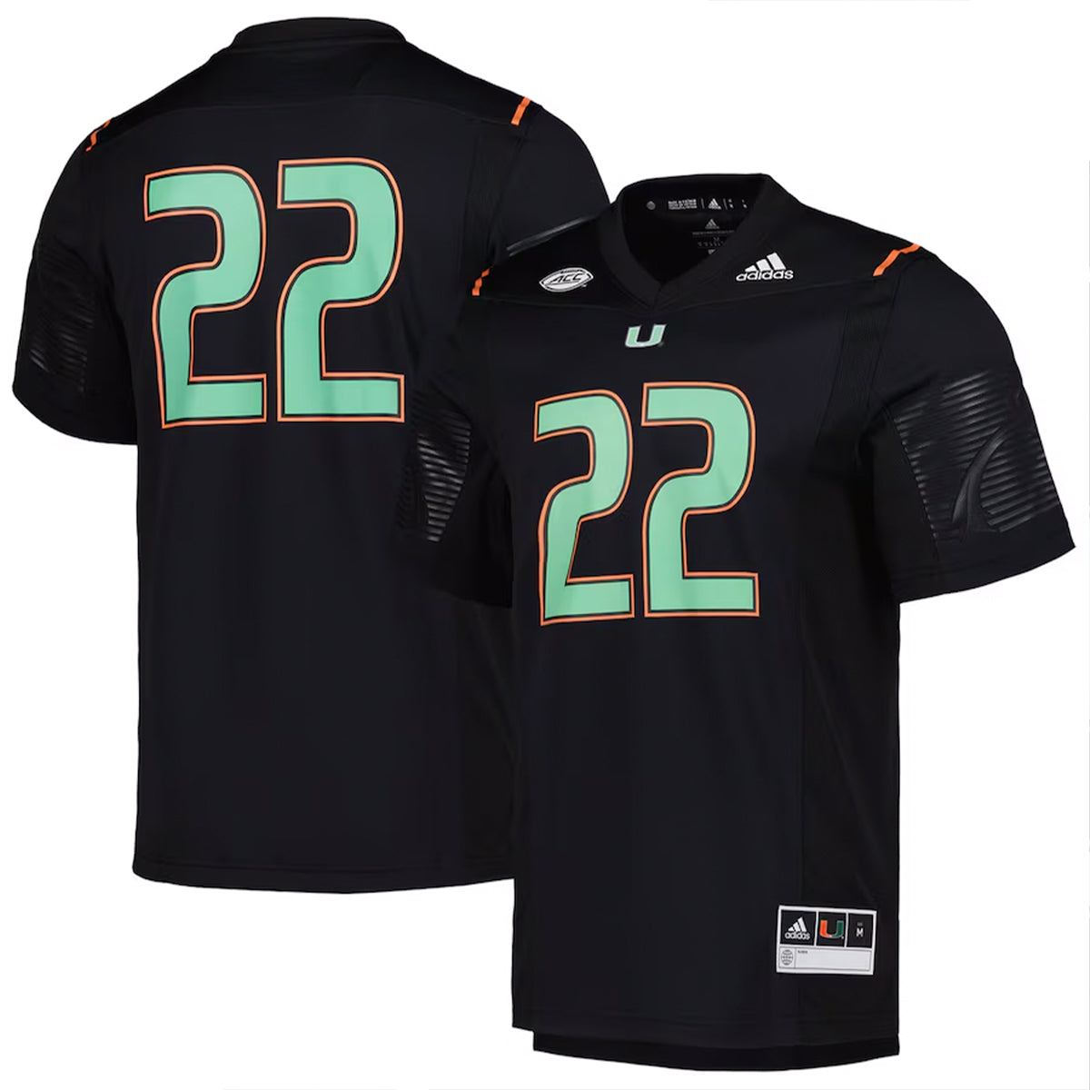 Adidas Miami Hurricanes Black &#39;Miami Nights&#39; Jersey - Multi View