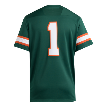 adidas Miami Hurricanes Green #1 Premier Football Jersey