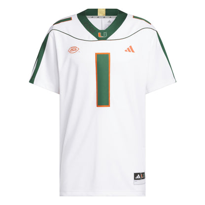 adidas Miami Hurricanes White 2001 Collection Premier #1 Jersey